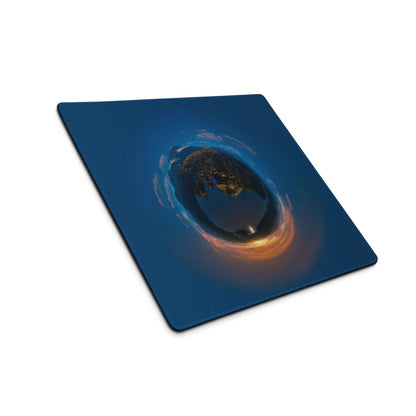 Blue cosmic earth at dusk mousepad, deep ocean large gaming pad