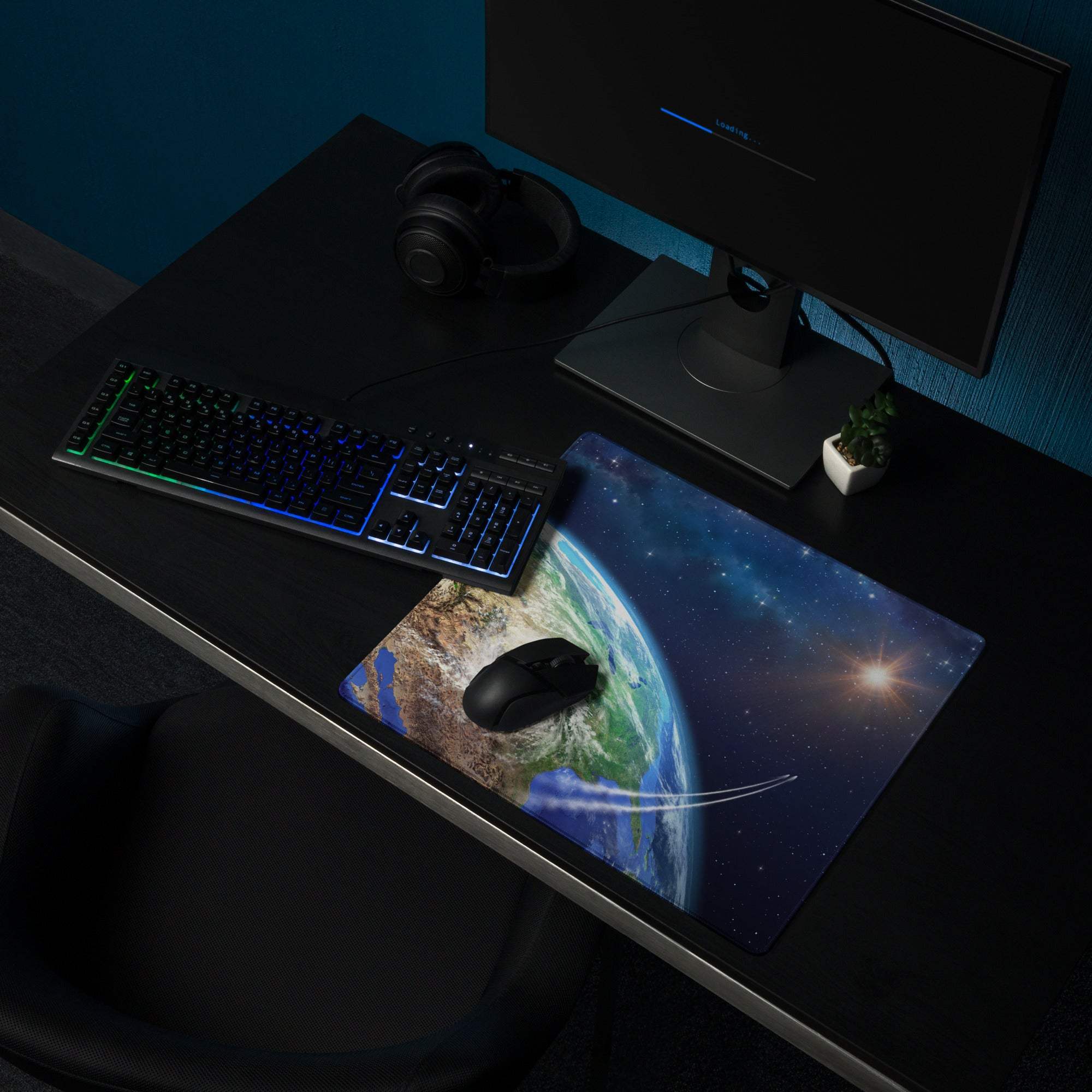Stellar Earth from space gaming mouse pad, ultra large, non-slip backing