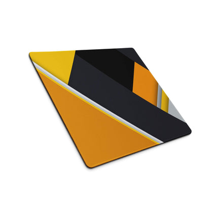 Geometric bold yellow black gray gaming mouse pad with triangles