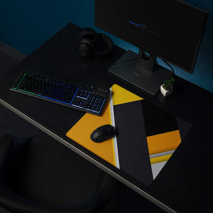Geometric bold yellow black gray high-traction gaming mouse pad