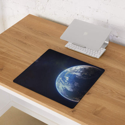 Black rectangular gaming mousepad with epic Earth from space design