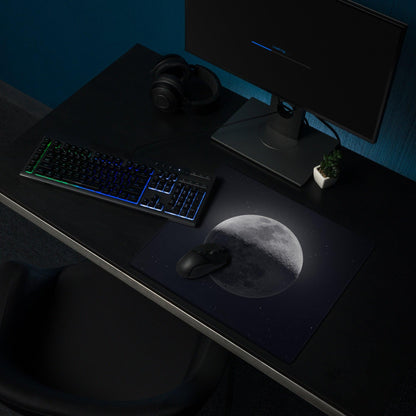 Large Celestial Moon gaming mouse pad with starry night sky design