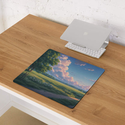 Large pastel sky anime landscape gaming mouse pad with non-slip surface