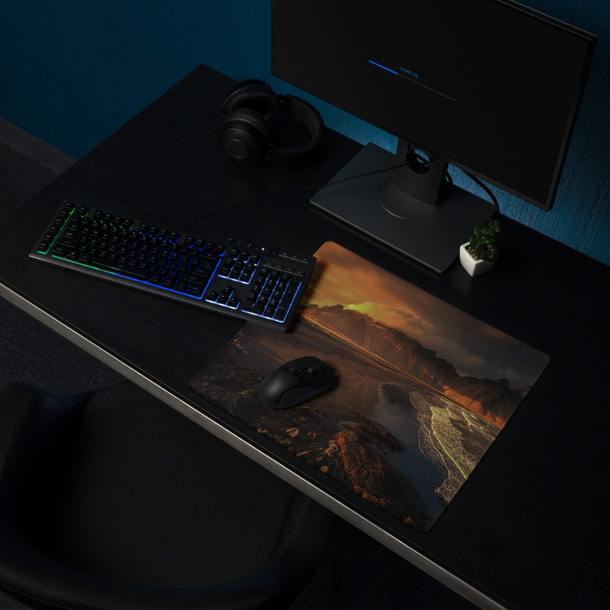 Epic Mountain Coastline Sunset Gaming Mouse Pad with Non-Slip Base
