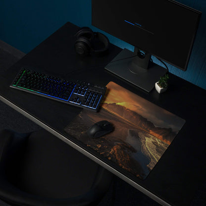 Epic Mountain Coastline Sunset Gaming Mouse Pad with Non-Slip Base
