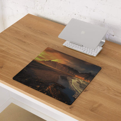 Epic Mountain Coastline Sunset gaming mouse pad with vivid landscape