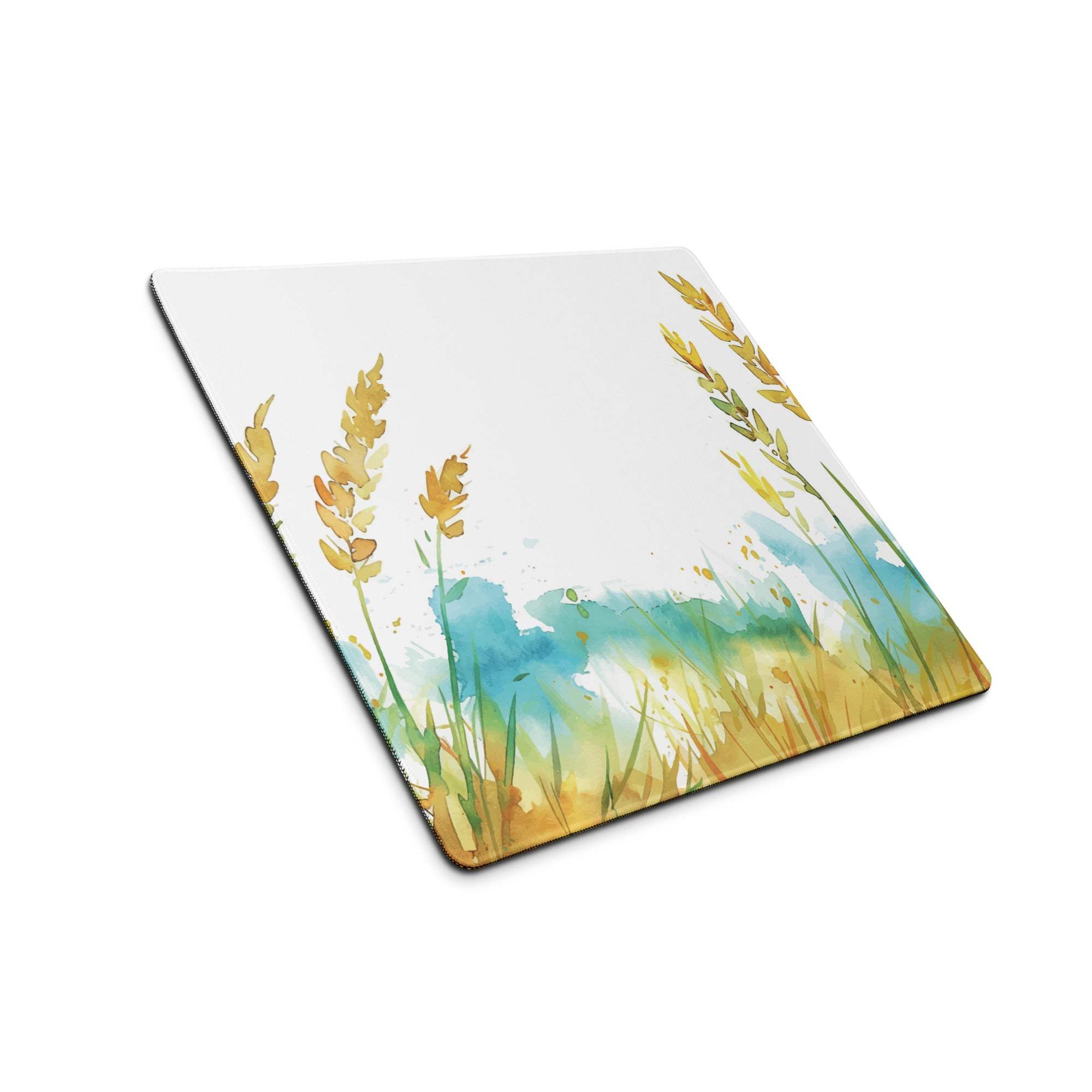 Watercolor golden wheat stalks gaming mouse pad, large non-slip surface