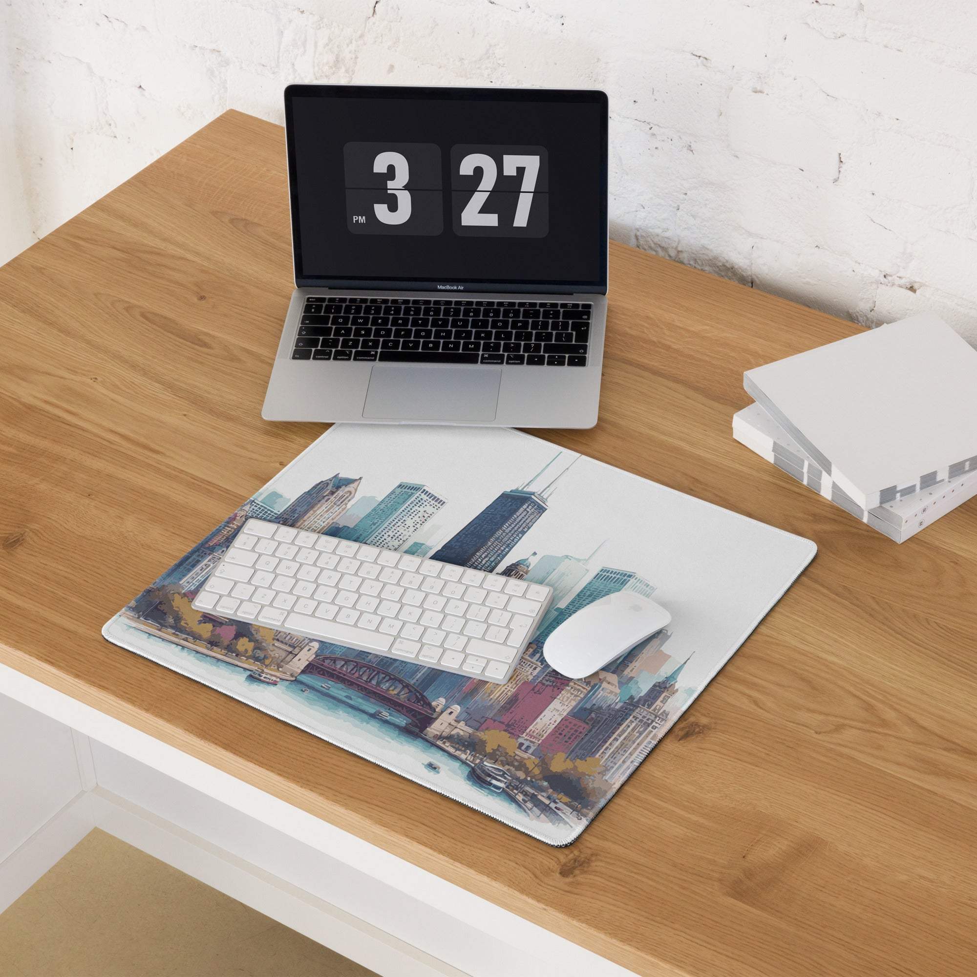 Vibrant urban skyline cityscape large gaming mouse pad with non-slip base
