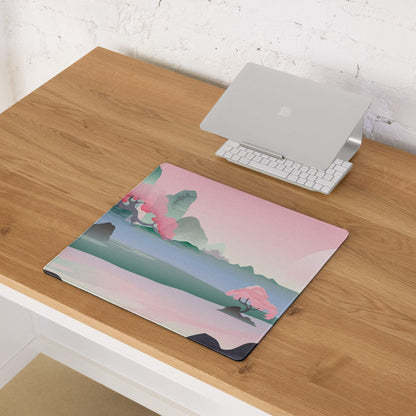 Pastel pink teal landscape laptop sleeve matte finish non-slip base