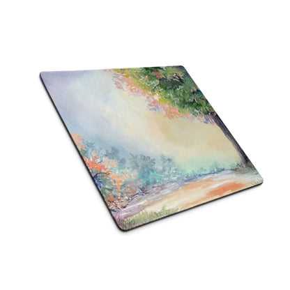 Watercolor forest landscape large gaming mouse pad with non-slip backing