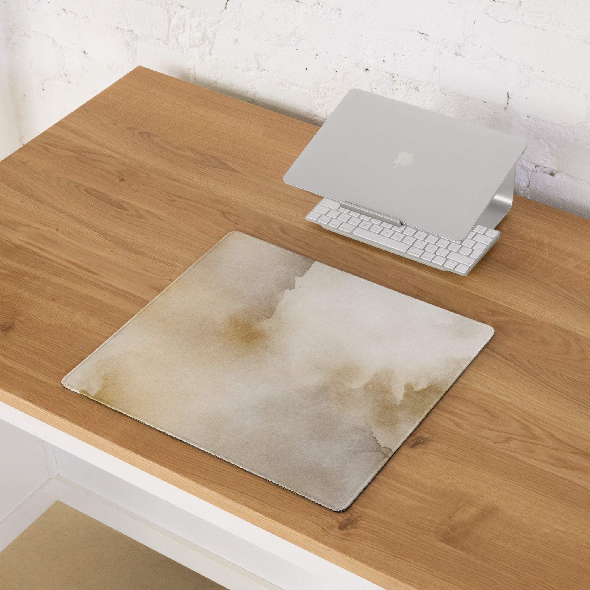 Watercolor abstract beige sepia gaming mouse pad with non-slip base