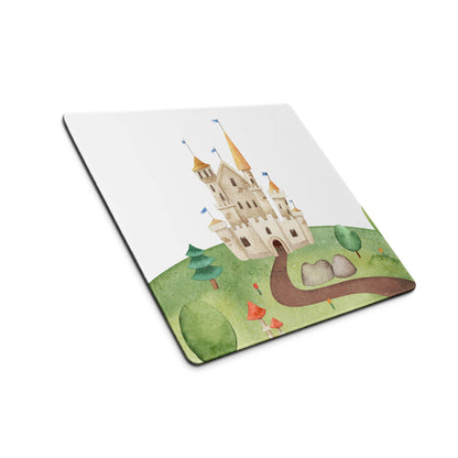 Whimsical watercolor castle large gaming mouse pad with non-slip backing