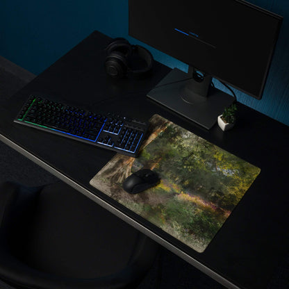 Artistic forest landscape large non-slip textured gaming mouse pad