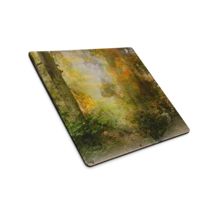 Autumn forest soft-focus square coaster mouse pad large non-slip stitched base
