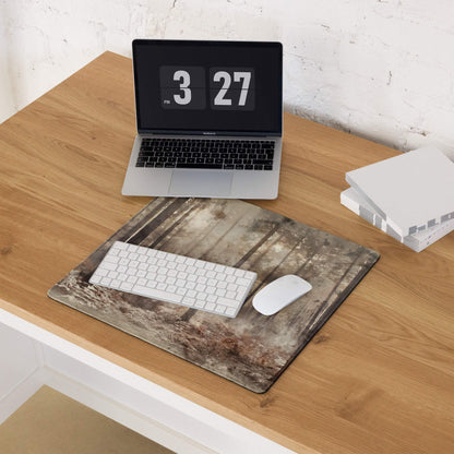 Watercolor forest moody browns large gaming mouse pad with wood grain design