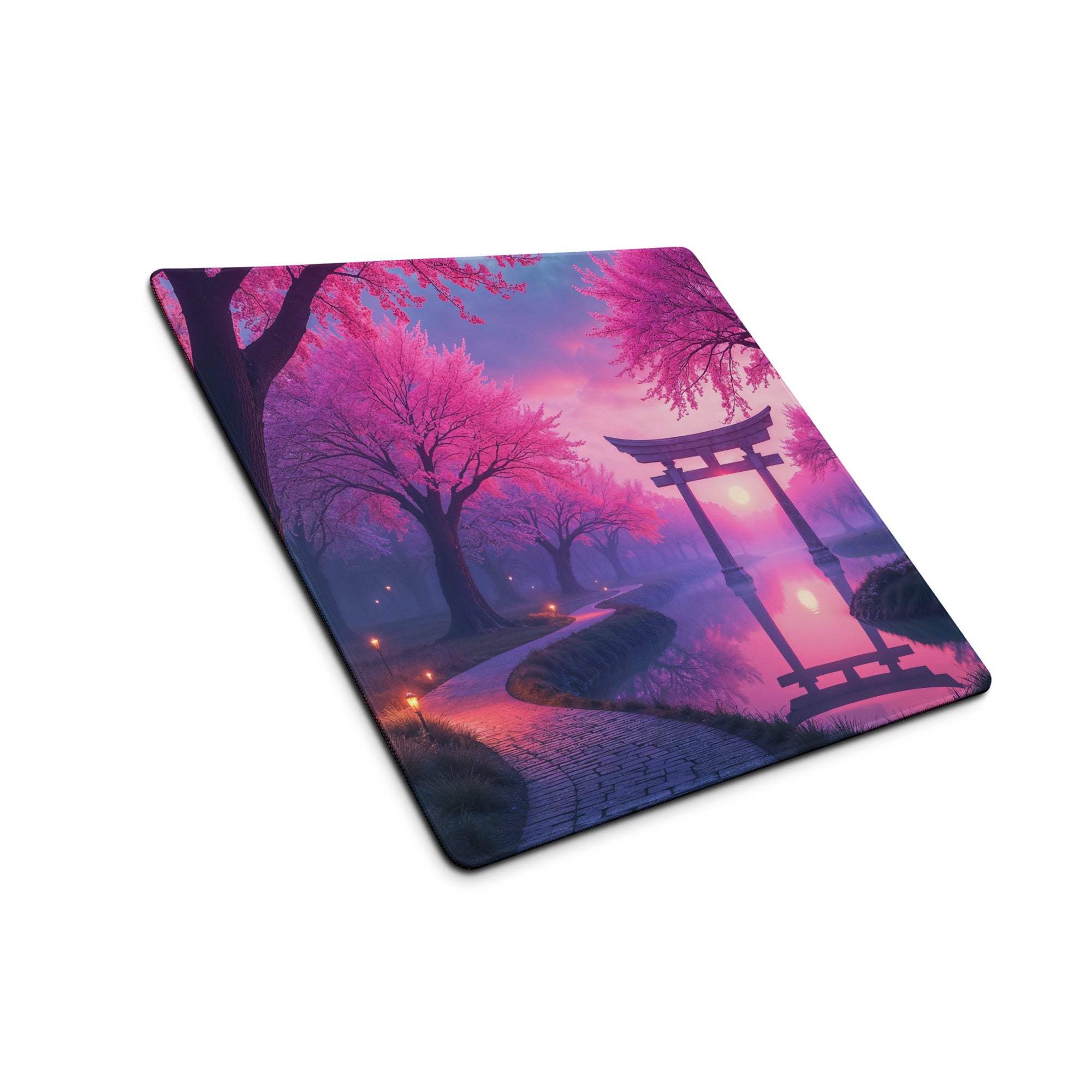 Dreamy purple pink cherry blossom torii gate gaming mouse pad