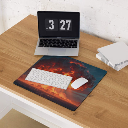 Dynamic fiery orange nuclear explosion gaming mouse pad