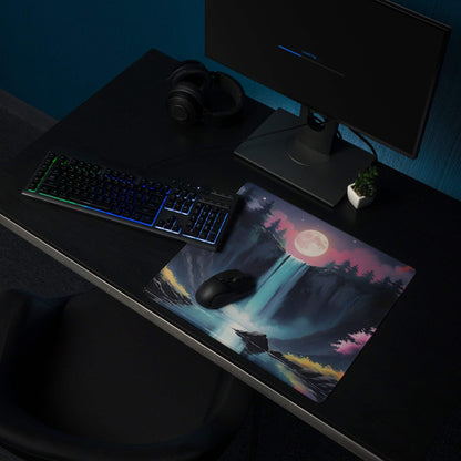 Dreamy fantasy aurora borealis forest moonlit gaming mousepad
