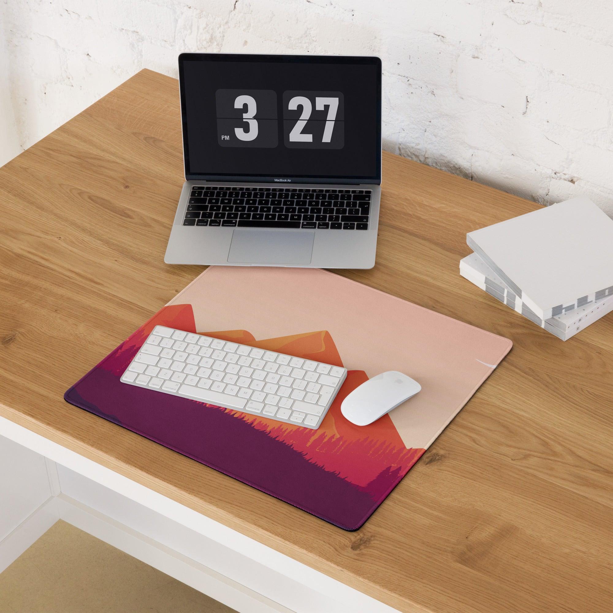 Sunset mountain gradient gaming mouse pad with non-slip backing