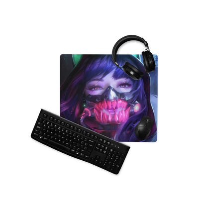 Cyberpunk neon purple portrait anime gaming mouse pad with non-slip base