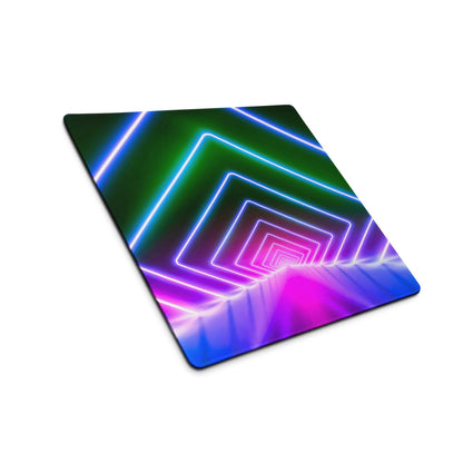 Neon geometric tunnel RGB gaming mouse pad with non-slip backing