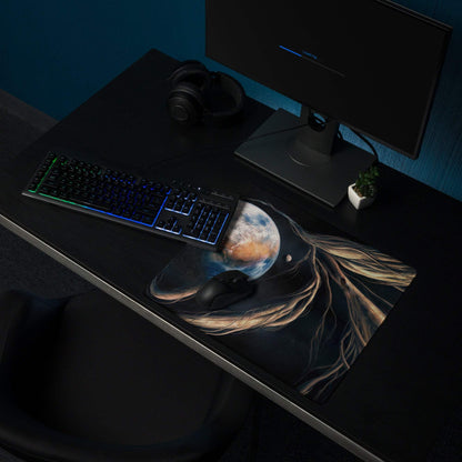 Cosmic Earth nebula gaming mouse pad with non-slip backing