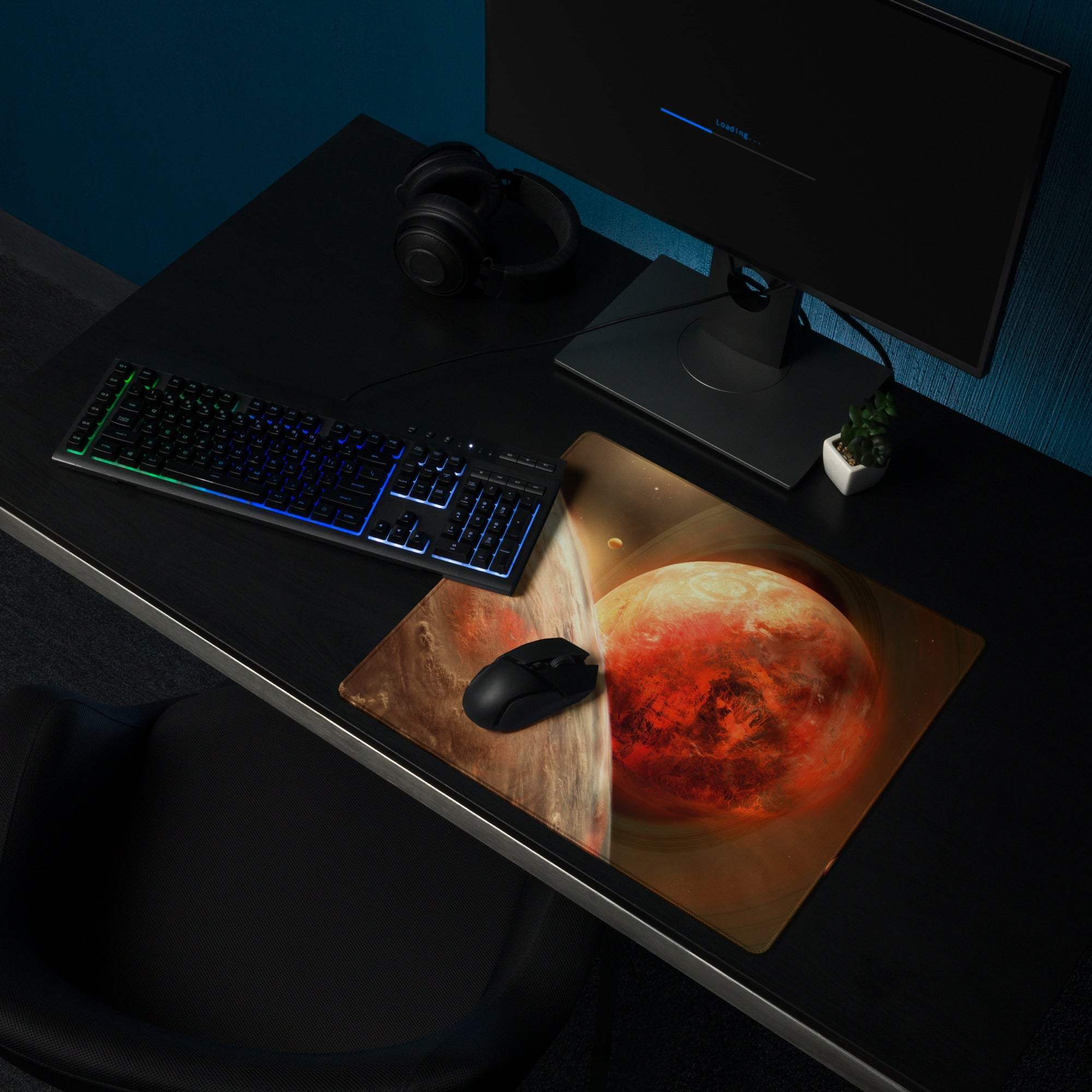 Large cosmic red planet Mars gaming mouse pad with non-slip backing