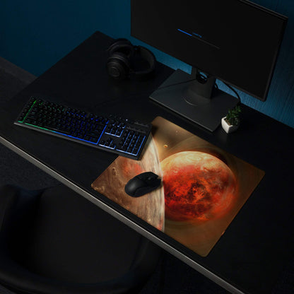 Large cosmic red planet Mars gaming mouse pad with non-slip backing