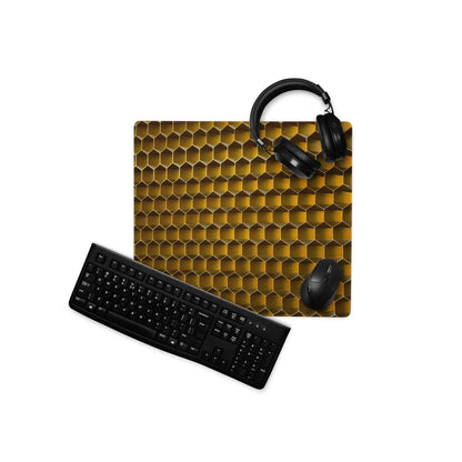 Golden honeycomb Lux Gold Hex gaming mouse pad large size glossy finish