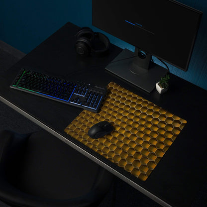Gold hexagonal patterned gaming mousepad with non-slip base