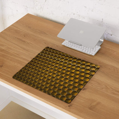 Golden honeycomb Lux Gold Hex gaming mousepad with glossy finish
