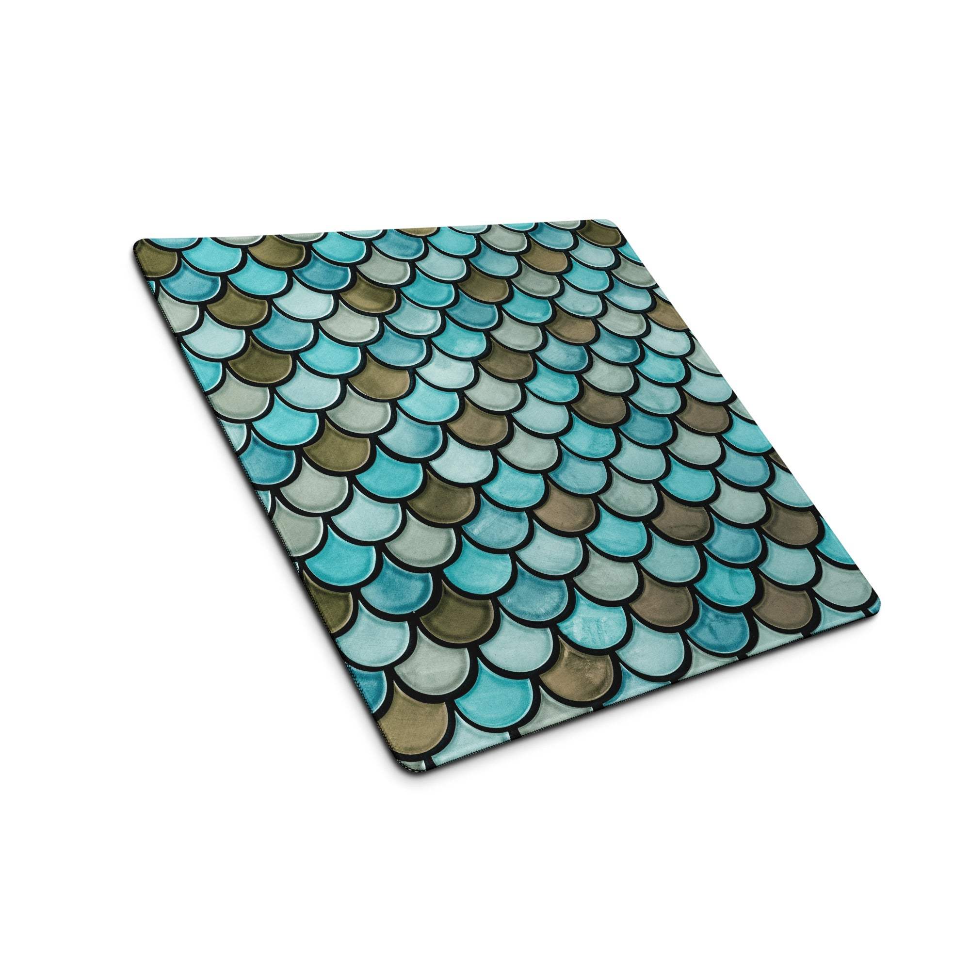 Teal mermaid scale gaming mouse pad with non-slip base for CSGO Dota