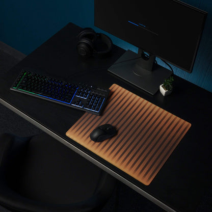 Copper Stripe Style large gaming mouse pad with warm brown stripes and non-slip backing