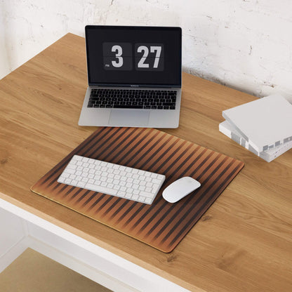 Copper Stripe Style large gaming mouse pad with brown stripes and non-slip backing