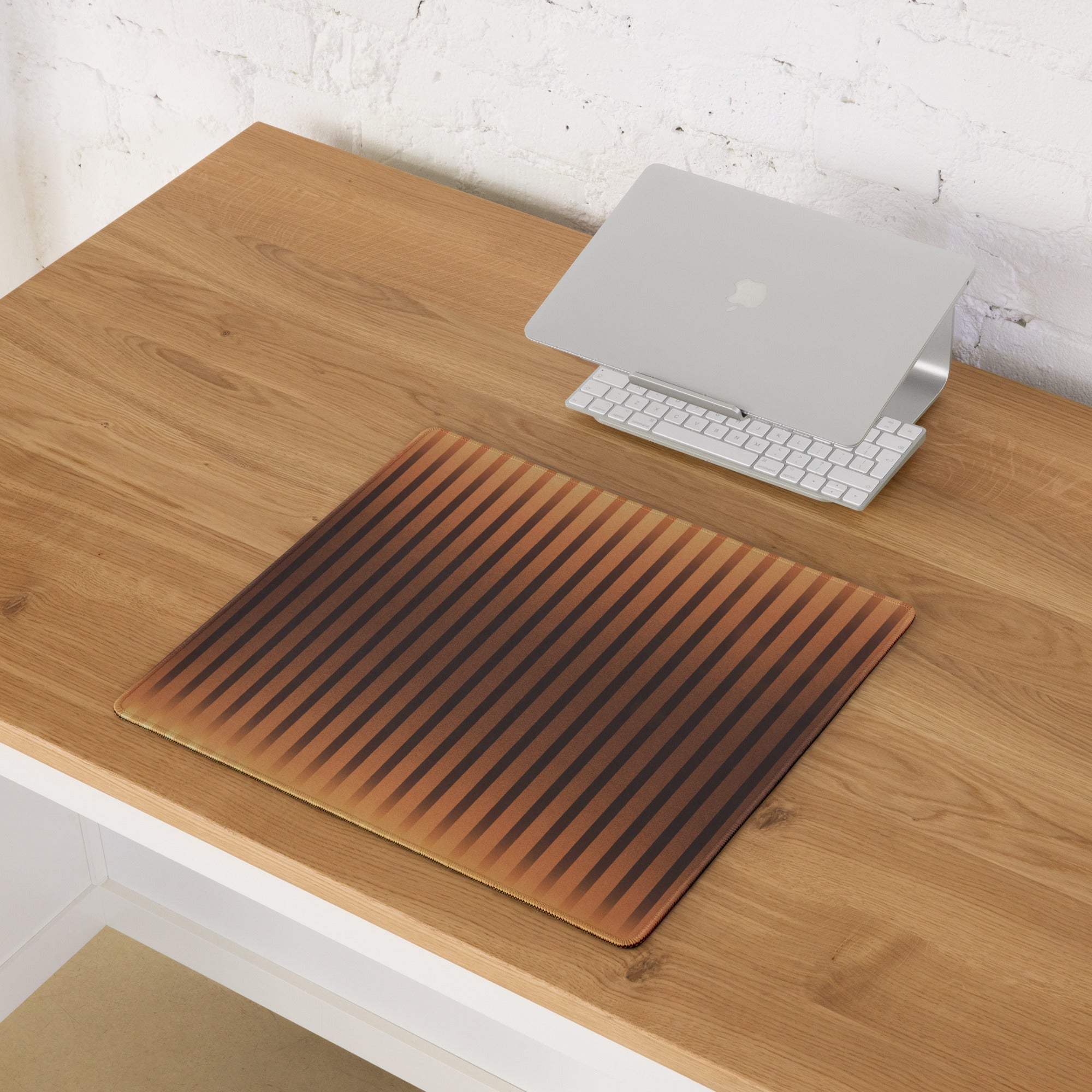 Copper Stripe Style large gaming mouse pad with brown gradient stripes and sheen