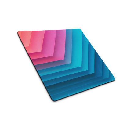 Gradient geometric pink to teal large gaming mouse pad with non-slip base