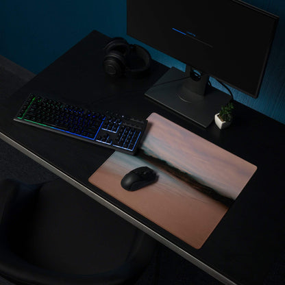 Serene Sunset pink beige gradient gaming mouse pad with grip texture