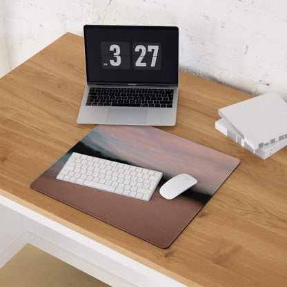 Serene Sunset gaming mouse pad with rose-to-brown gradient and stitched edges