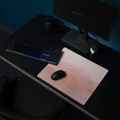 Pastel pink mountain landscape large gaming mouse pad with non-slip matte surface