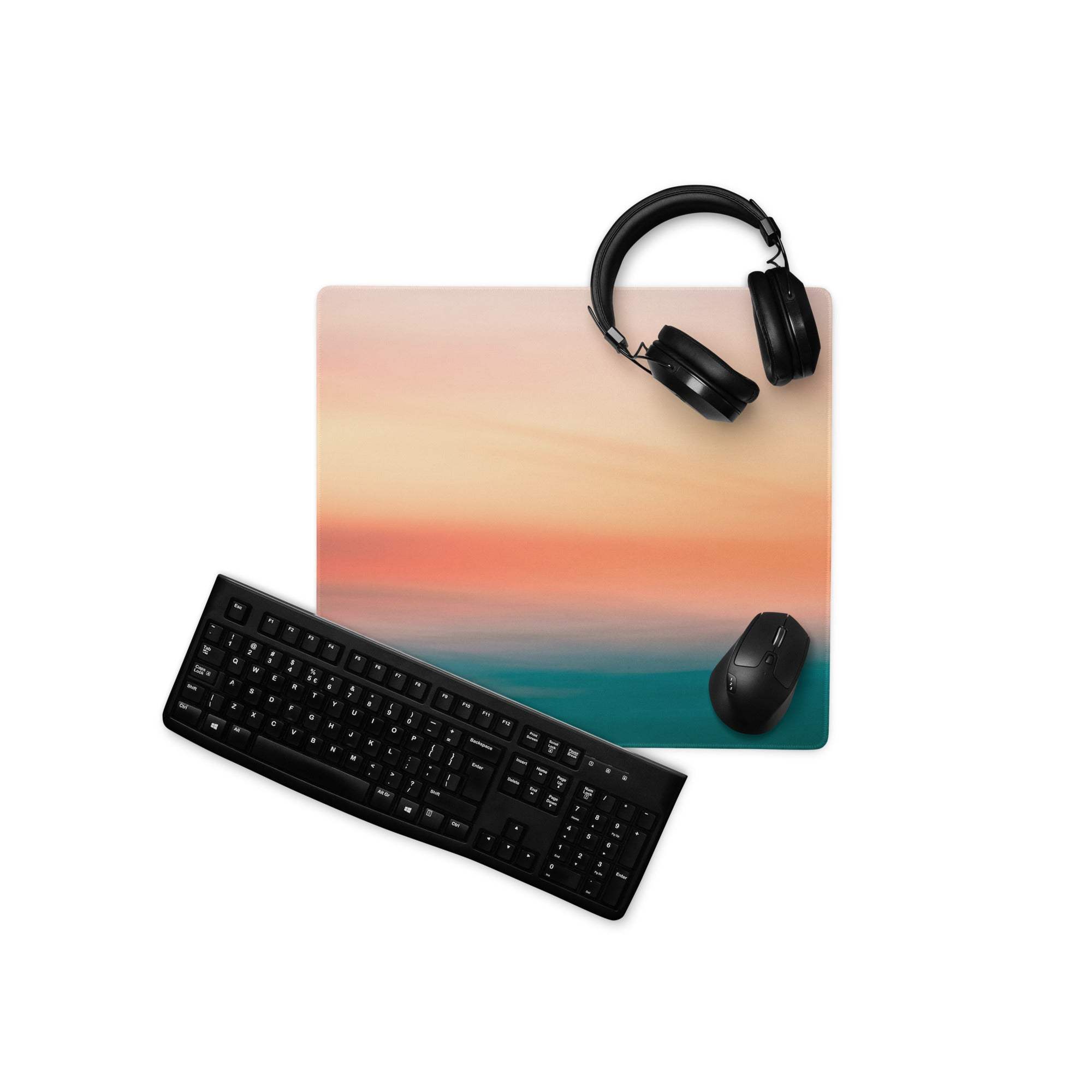 Premium sunset gradient large gaming mouse pad with non-slip base