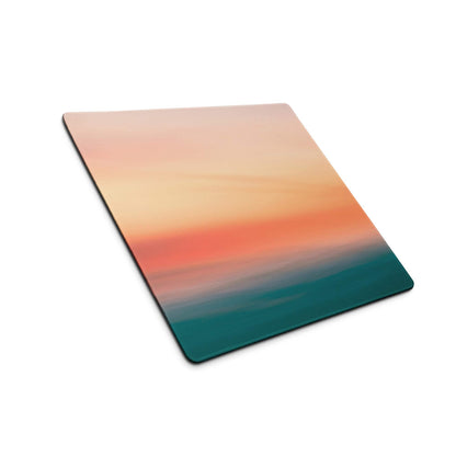 Premium Sunset Gradient square gaming mousepad with peach to orange teal hues