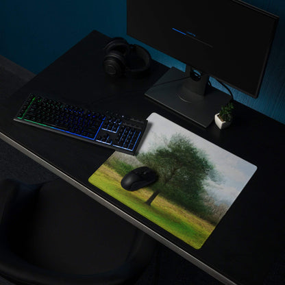Nature tree landscape green tones large non-slip gaming mouse pad
