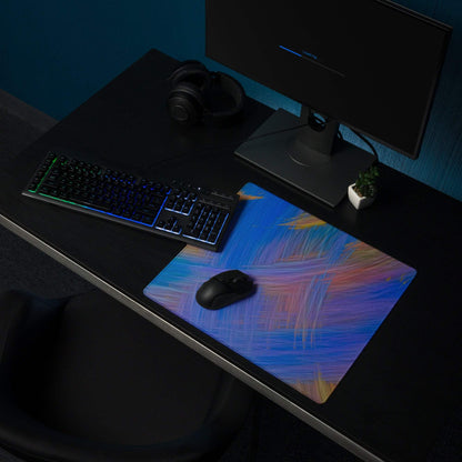 Vibrant abstract blue purple pink brushstroke large gaming mouse pad