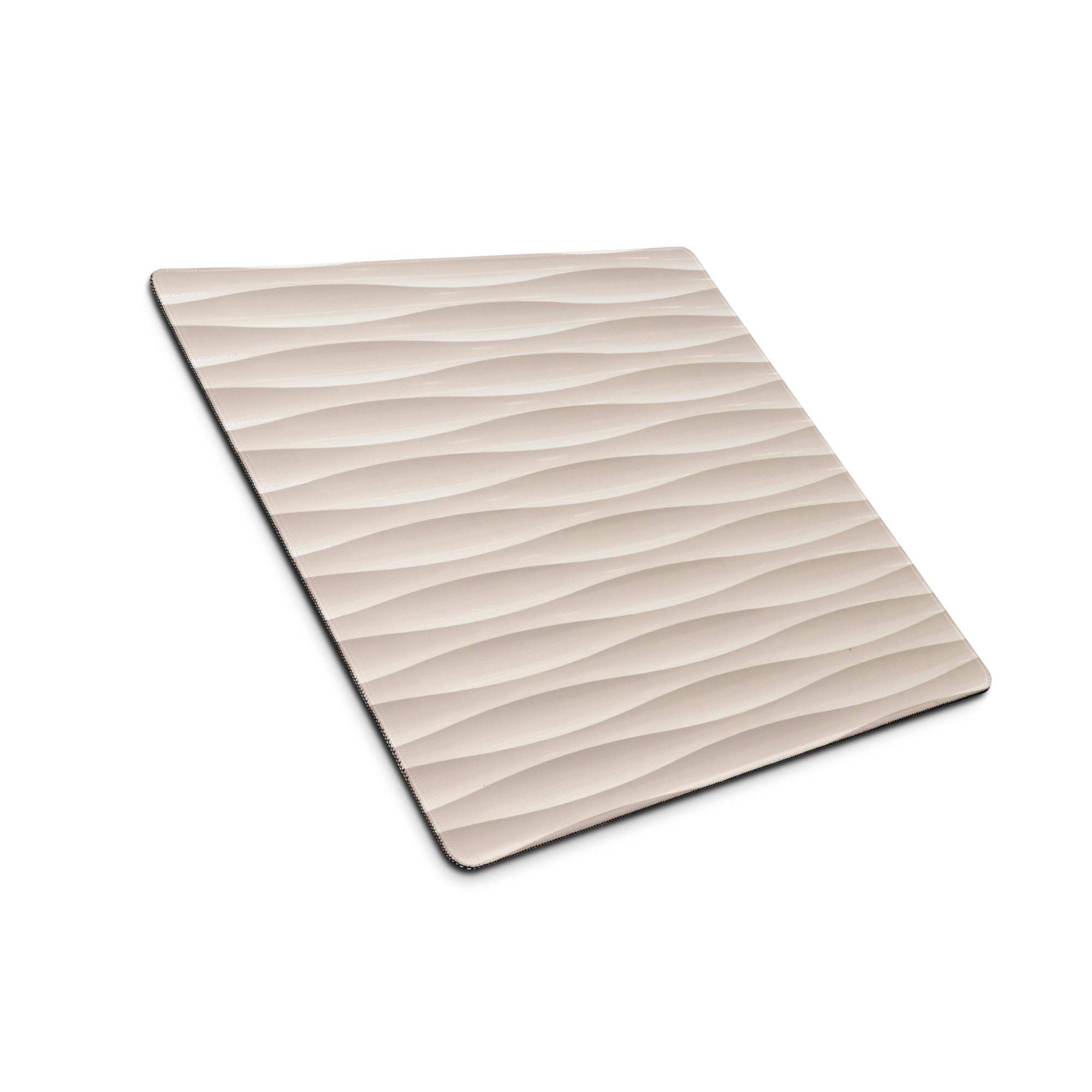 Cream beige wave textured gaming mouse pad with non-slip base