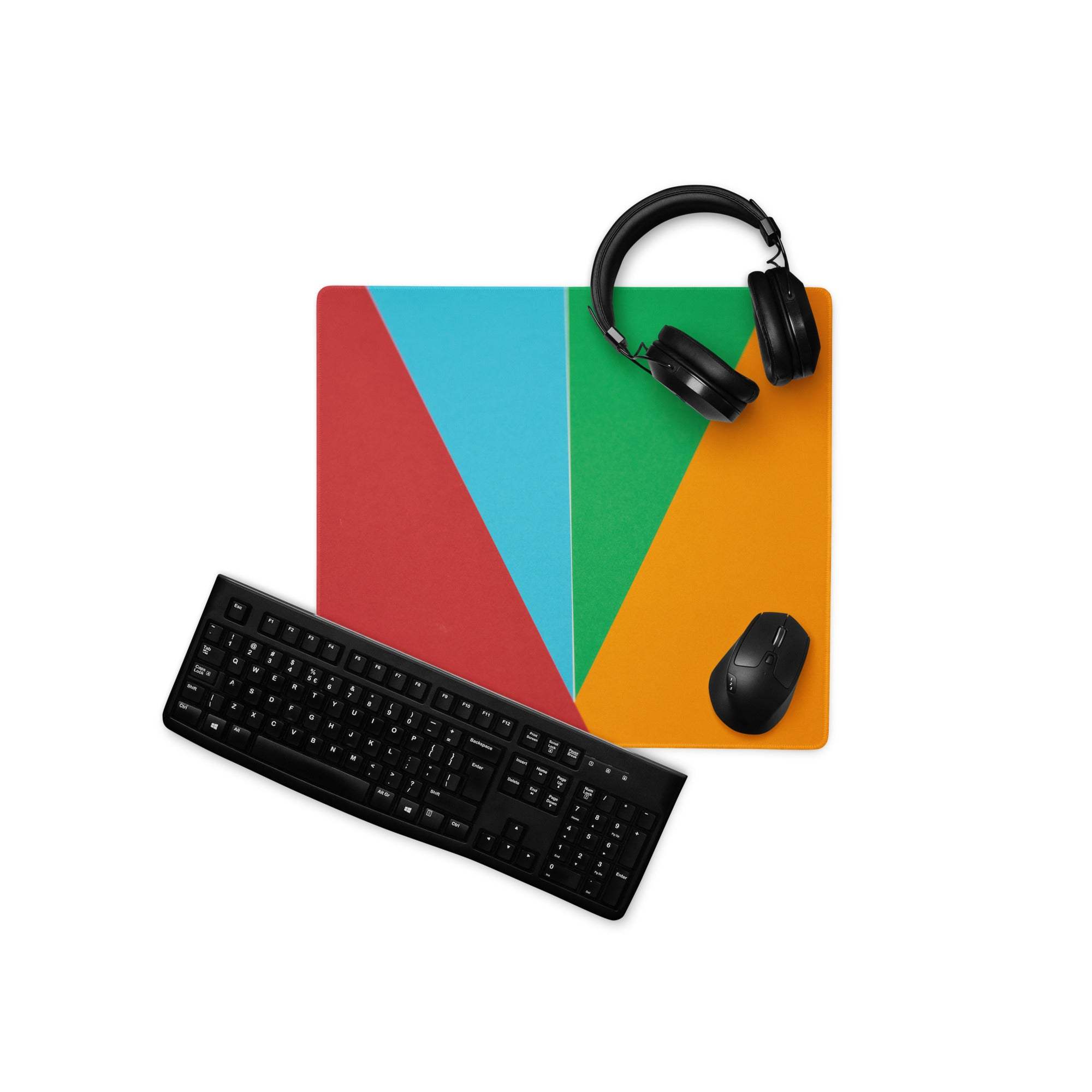 Vibrant abstract geometric color blocking large premium non-slip gaming mouse pad