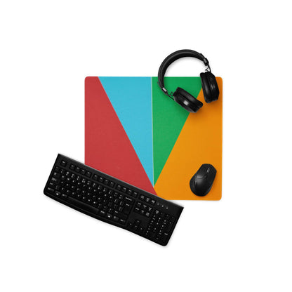 Vibrant abstract geometric color blocking large premium non-slip gaming mouse pad