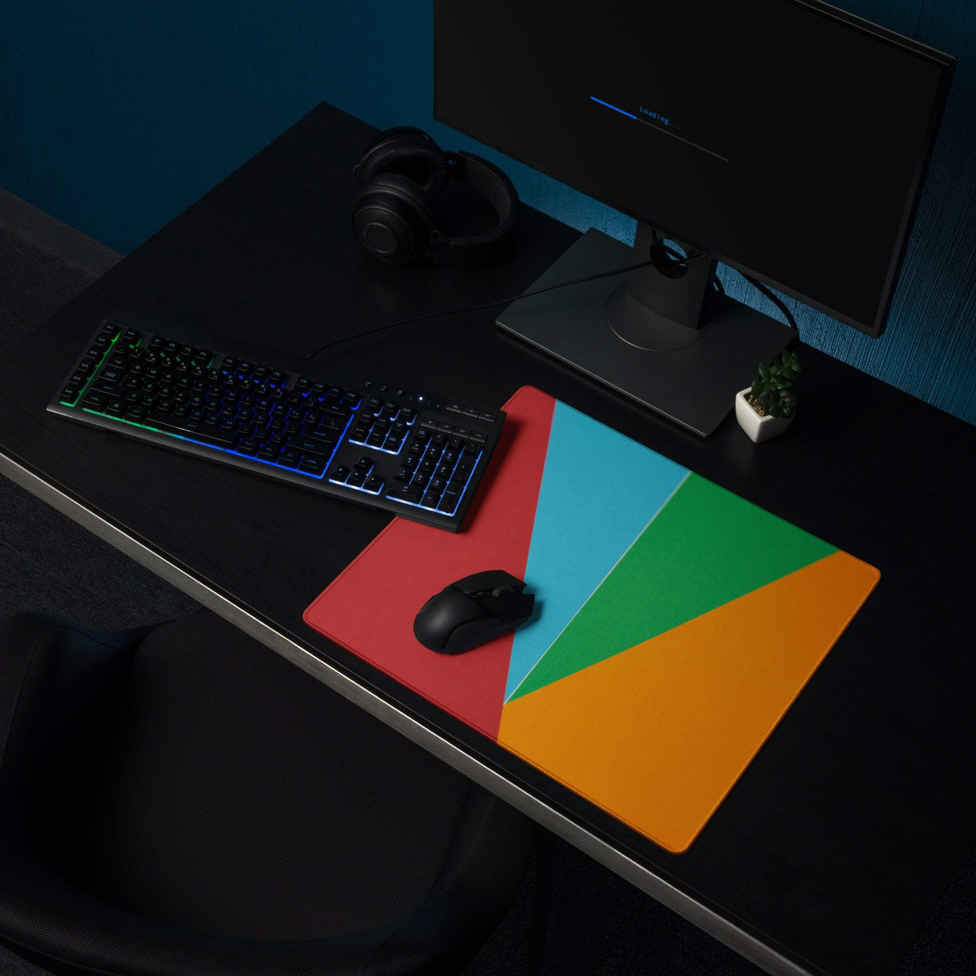 Vibrant abstract geometric color block large premium gaming mouse pad