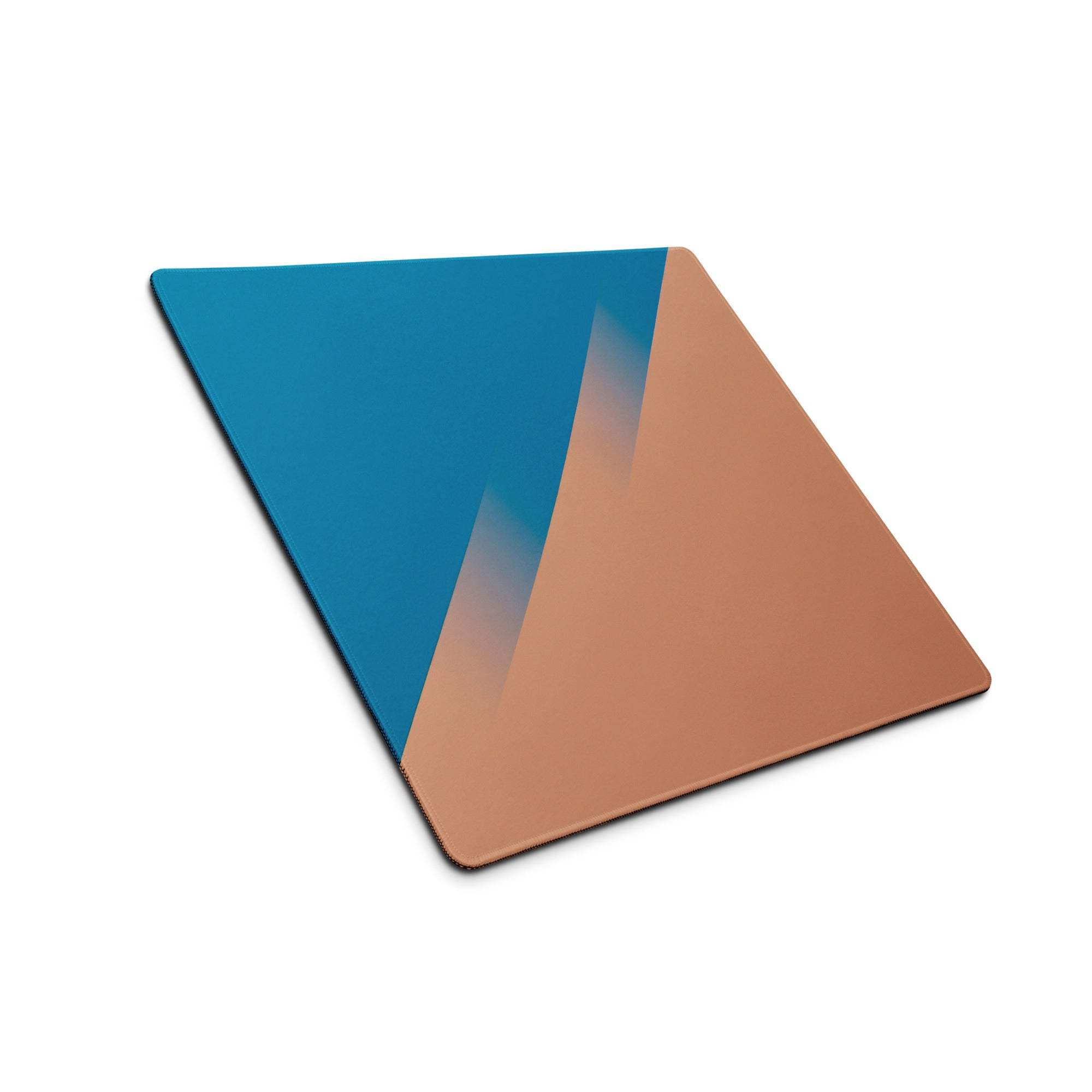 Sleek teal-copper geometric square coaster for gaming mouse pad