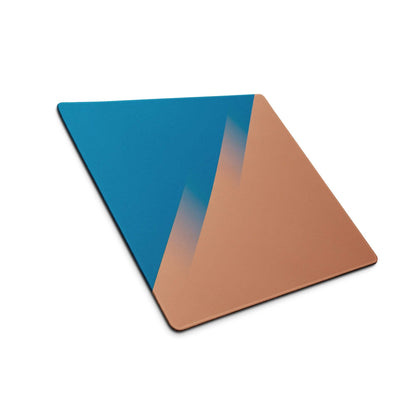 Sleek teal-copper geometric square coaster for gaming mouse pad