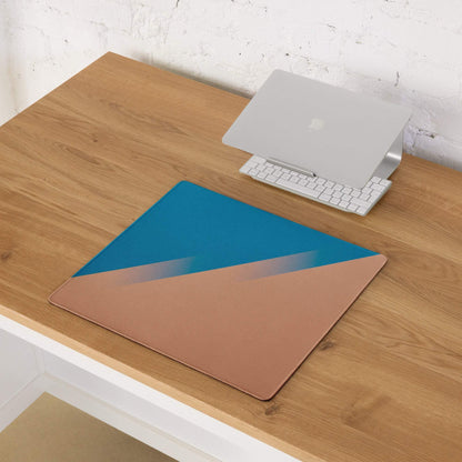 Sleek teal to rose gold gradient laptop stand mat with non-slip backing